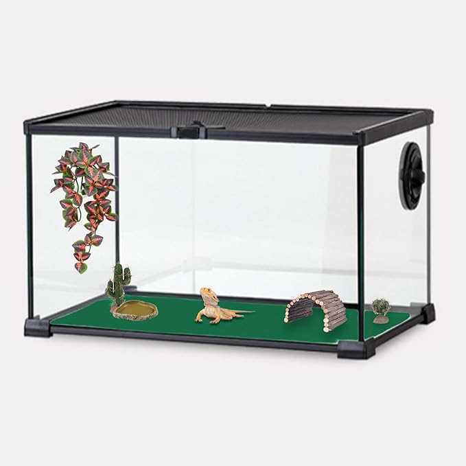 47" x 24" Large Reptile Carpet Terrarium Liner Bedding Reptile Substrate Mat Tank Accessories for Bearded Dragon Snake Lizard Tortoise Leopard Gecko (Green) Mechpia