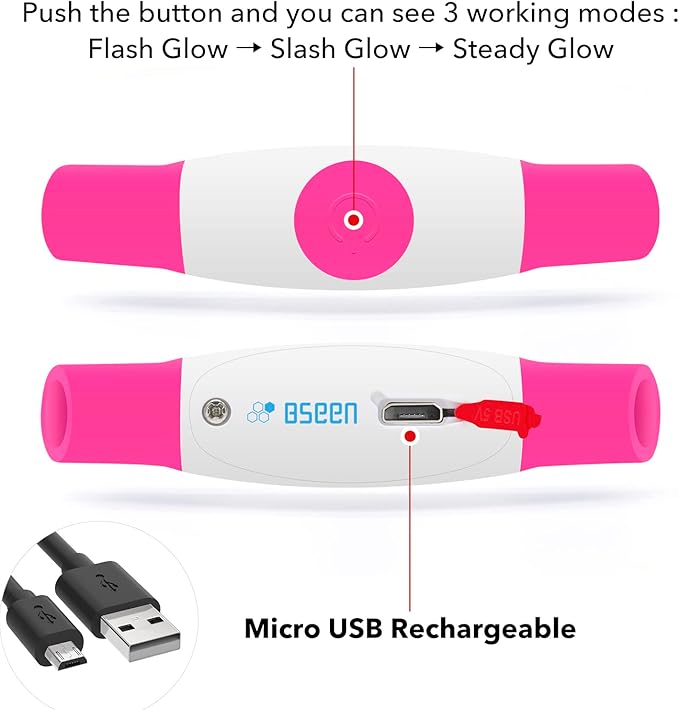 Led Dog Collar, BSEEN USB Rechargeable Flash Dog Necklace Light, Pet Safety Collar Makes Your Beloved Dogs Be Seen at Night for Small Medium Large Dogs(Pink) - PAWPICO