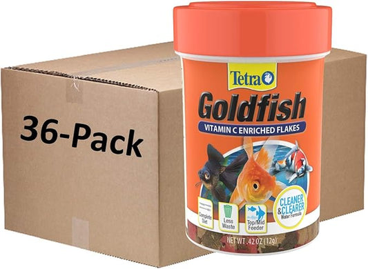 Tetra Goldfish Flakes, Nutritionally Balanced Diet for Aquarium Fish, Vitamin C Enriched Flakes, .42 oz (36 Pack) Tetra