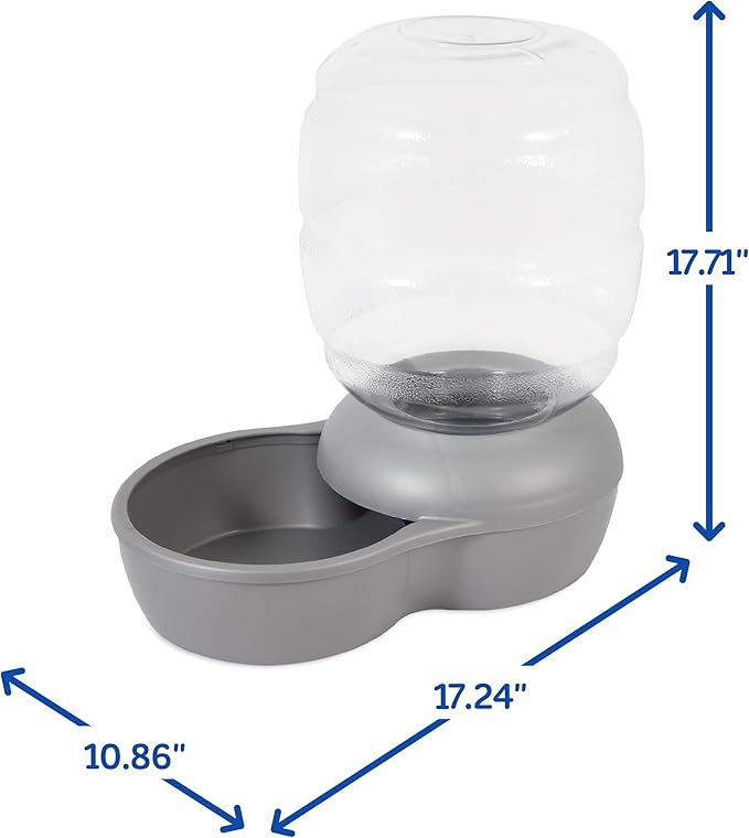 Petmate Replendish Gravity Waterer with Microban for Cats and Dogs, 4 Gallons,Silver, Made in USA - PAWPICO