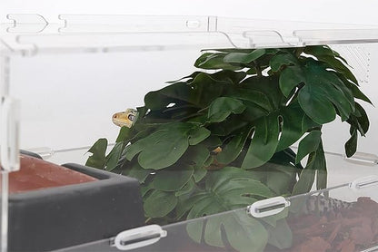 Reptile Plants for Terrarium, Ball Python Tank Decor Accessories fit Bearded Dragon Crested Leopard Gecko Lizard Chameleon Snake Frog Tortoise Hermit Crab - Fake Monstera WOLEDOE