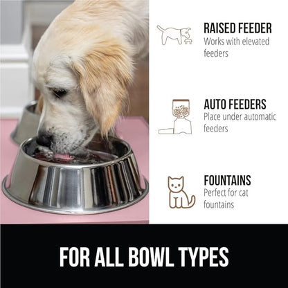 Gorilla Grip 100% Waterproof Raised Edge BPA Free Silicone Pet Feeding Mat, Dog Cat Food Mats Contain Spills Protects Floors, Placemats for Cats and Dogs Water Bowl, Pets Accessories 18.5x11.5 Pink - PAWPICO