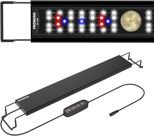 Aquarium Light, LED Full Spectrum Freshwater Aquarium Lights, Daylight/Moonlight Mode and stepless dimmable, Fish Tank Light with 6h/9h/12h Timer and Auto ON/Off (M 48-53 in) PRONORO