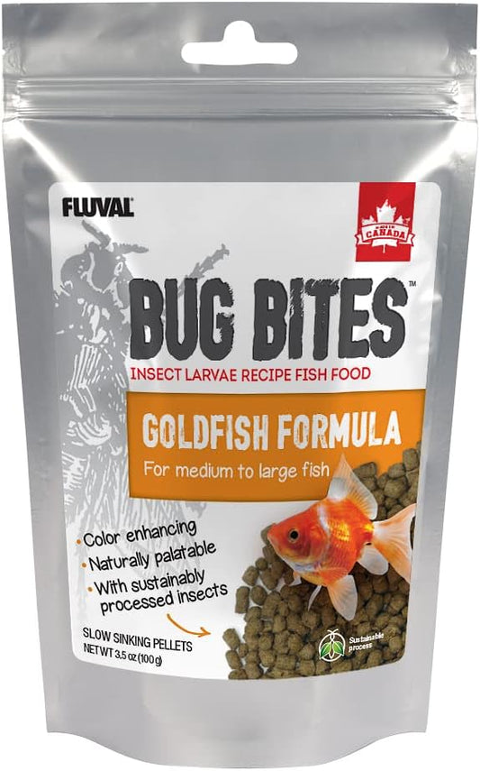 Fluval Bug Bites Goldfish Fish Food, Pellets for Medium to Large Sized Fish, 3.53 oz, A6584 Fluval