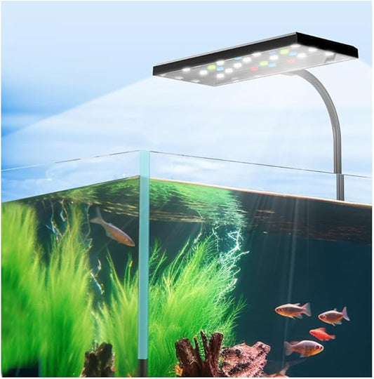 LONDAFISH Aquarium Light Clip on Aquarium Light Fish Tank Lamp Dimmable Full Spectrum Marine LED for Fish Tanks 9 Watts with USB Port Adjustable 360° Flexible Arm Aquarium LED Light (9W,30LEDs) LONDAFISH
