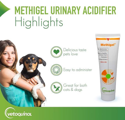 Vetoquinol Methigel Urinary Acidifier to Promote Urinary and Bladder Health for Dogs & Cats Vetoquinol