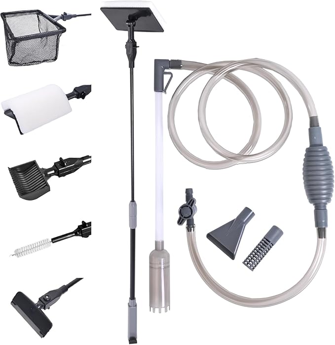 Aquarium Cleaning Kit - Fish Tank Gravel Vacuum Cleaner & Algae Scraper for Glass Tanks, Easy Water Change & Algae Removal for Freshwater & Saltwater Tanks, Maintain Clear & Healthy Water PAWPICO
