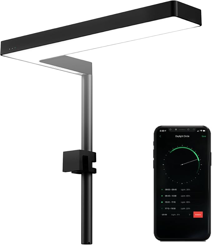 ONF Flat Nano+ 20-inch APP Remote Control Freshwater LED Aquarium Light, Timer Dimmable Day & Night Cycle, 2-9 Gallon Rimless Fish Tank, Terrarium Light for Potted Plant and Succulent IP54 Waterproof ONF