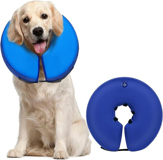 Dog Cone Collar for Small Medium Large Dogs for After Surgery, Pet Inflatable Neck Donut Collar Soft Protective Recovery Cone for Dogs and Cats-Alternative E Collar Does Not Block Vision-DarkBlue,L MIDOG