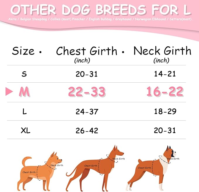 AUROTH Dog Harness Medium Sized Dog, Dog Vest Harness Medium Size Dog, Medium Dog Harness, No Pull Dog Harness for Medium Dogs with Handle, Pink M AurothPets