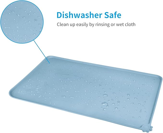 AUDWUD Silicone Waterproof Dog Cat Pet Feeding Mats,Anti Slip Pet Bowl Mats,Pet Feeding Mat, 34" x 23" - PAWPICO