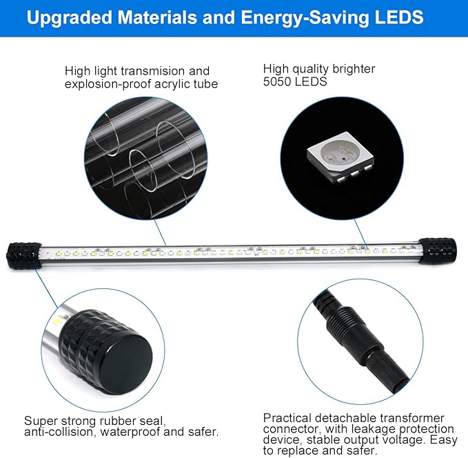 VARMHUS Submersible LED Aquarium Light,Fish Tank Light with Timer Auto On/Off Dimming Function,3 Light Modes Dimmable&4-Color LED,10 Brightness Levels Optional&3 Levels of timed Loop 18LEDS-15'' VARMHUS