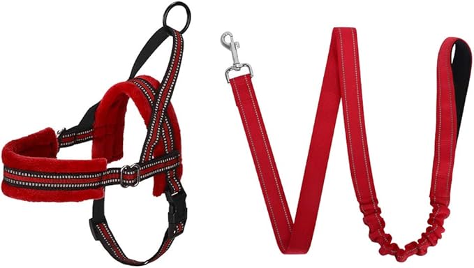 SlowTon No Pull Small Dog Harness and Leash Set, Puppy Soft Vest Harness Neck & Chest Adjustable, Reflective Lightweight Harness & Anti-Twist Pet Lead Combo for Small Medium Dogs (Red, S) SlowTon