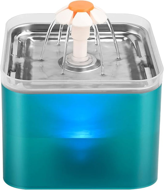 Cat Water Fountain Stainless Steel: Flower Cat Fountain for Drinking - Metal Water Fountain for Cats - Premium Pet Water Fountain 304 Stainless Steel - AONBOY Cat Drinking Fountain for Small Dogs - PAWPICO