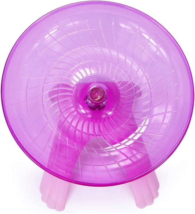 Hamster Flying Saucer Silent Running Exercise Wheel for Gerbil Rat Mouse Hedgehog Small Animals (Pink) Wontee