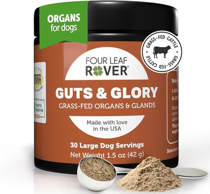 Guts & Glory - 100% Grass-Fed Raw Beef Organs for Dogs - 10 to 45 Day Supply, Depending on Dog’s Weight - Easy to Mix - Vet Formulated - for All Breeds FourLeafRover