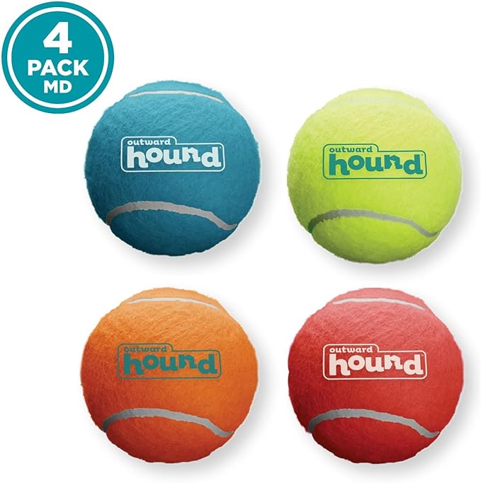 Outward Hound Squeaker Ballz Fetch Dog Toy, Medium - 4 Pack - PAWPICO