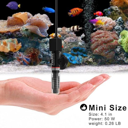 PULACO Small Aquarium Betta Heater for 6-10 Gallon Tank (50W) PULACO