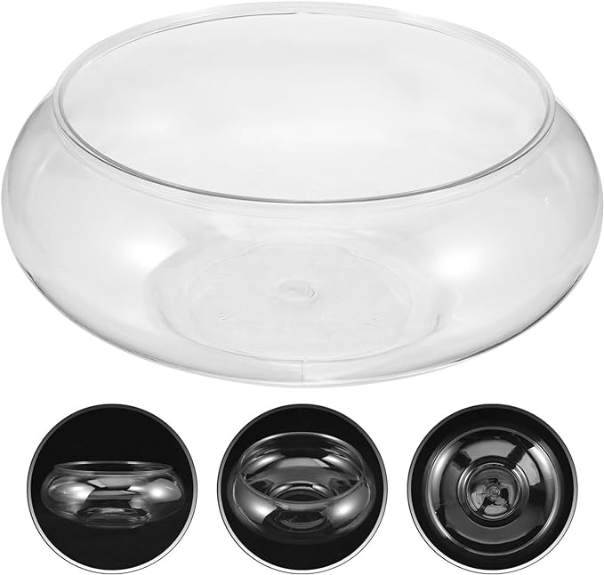 Clear Fish Bowl Vase Bubble Bowl Round Shallow Planter Plastic Container Fish Bowl Aquatic Plant Pot Daffodil Pot Hydroponic Planter Fish Tank Aquarium Bowl PAWPICO