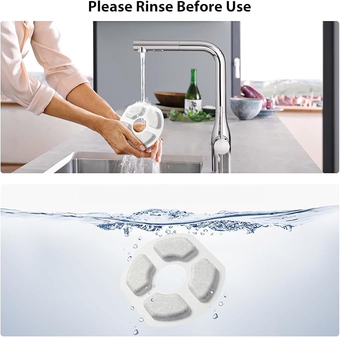 Stouchi Cat Fountain Filters Replacement, 6 Pieces Filters + 6 Pieces Sponge Filters for Pet Fountains, Suitable for WDQ1 - PAWPICO