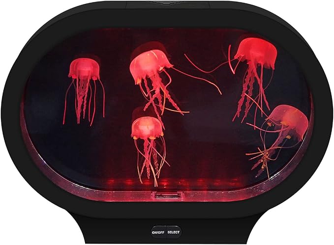 Lightahead Realistic LED Jellyfish Mood Lamp Oval Design with Vibrant Color Changing Light Effects. A Sensory Flourescent Jelly Fish Aquarium Tank Lightahead%C2%AE