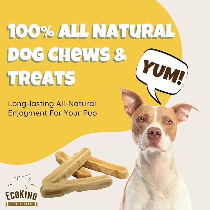 EcoKind Premium Gold Yak Cheese Himalayan Dog Chews, Dog Treats Large Breed, All Natural, High Protein, for Aggressive Chewers, Large - 4 Chews (1 lb) - PAWPICO