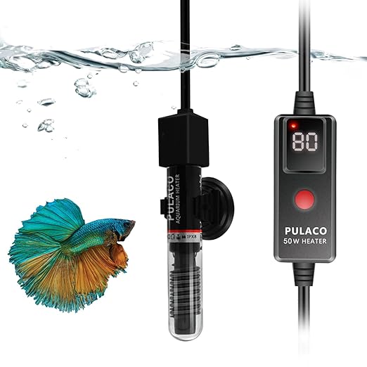 PULACO Small Aquarium Betta Heater for 6-10 Gallon Tank (50W) PULACO