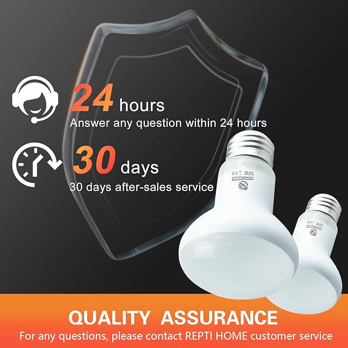 Reptile Heat Lamp Bulbs, Simulate Natural Sunlight Heat Light Bulb, 2 Pack 50W Amphibian Terrarium Basking Spot Lamp for Reptile, Bearded Dragon, Lizard, Turtle, Snake REPTIHOME
