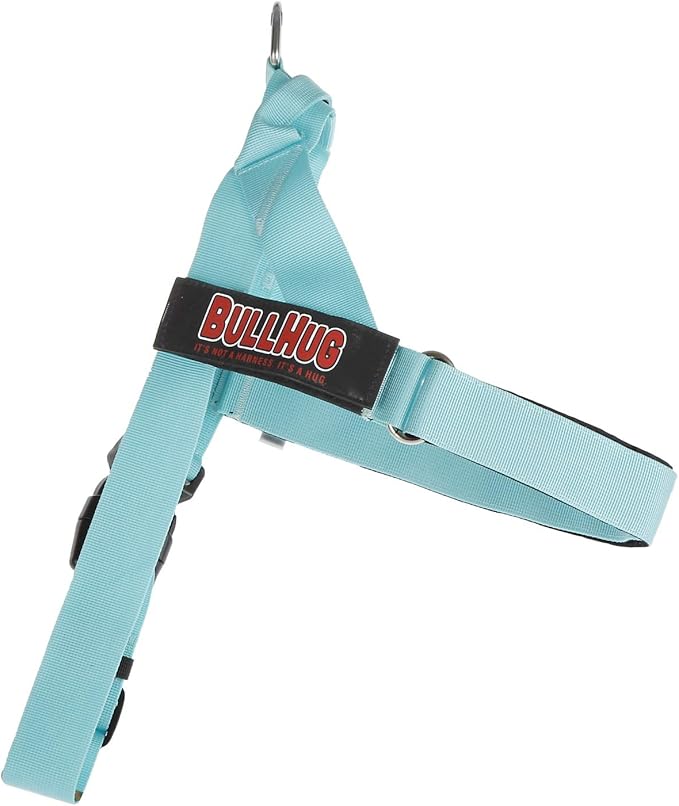 BULLHUG Harness – Made for Larger Chested Dogs Like English Bulldogs, French Bulldogs, Pugs & More. Stops Dogs from Pulling & Choking on Walks (Tiff-Blue, Medium) BULLHUG