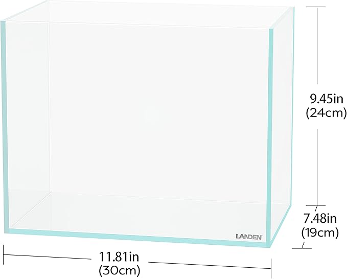 LANDEN 30N 3.2 Gallon Nano Rimless Low Iron Aquarium Tank, W11.8×D7.5×H9.4 in(30x19x24cm) 5mm Thickness with Nano Foam Leveling Mat Included Landen