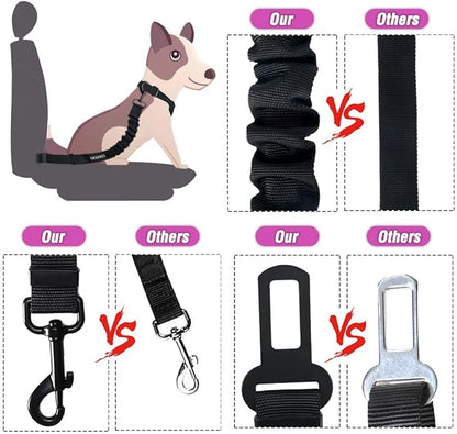 COOYOO Dog Seat Belt,3 Piece Set Retractable Dog Car Harness Adjustable Dog Seat Belt for Vehicle Nylon Pet Safety Seat Belts Heavy Duty & Elastic - PAWPICO