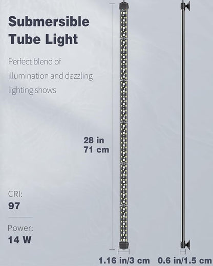 Pawfly 14W 24/7 Aquarium LED Light for 30 to 40 Fish Tank with Full Spectrum Brilliant White Blue Red Green Lights Multi-Colored LEDs with D/N Mode Single Color Effect Timer and Adjustable Brightness Pawfly