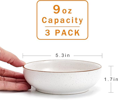 Ceramic Cat Bowls, Howise Pet Bowl Cat Dishes for Food and Water, 5.3 In Cat Food Dish 3 Pack Cat Food Bowls Set Small Dog Dish, Matte White Finish - PAWPICO