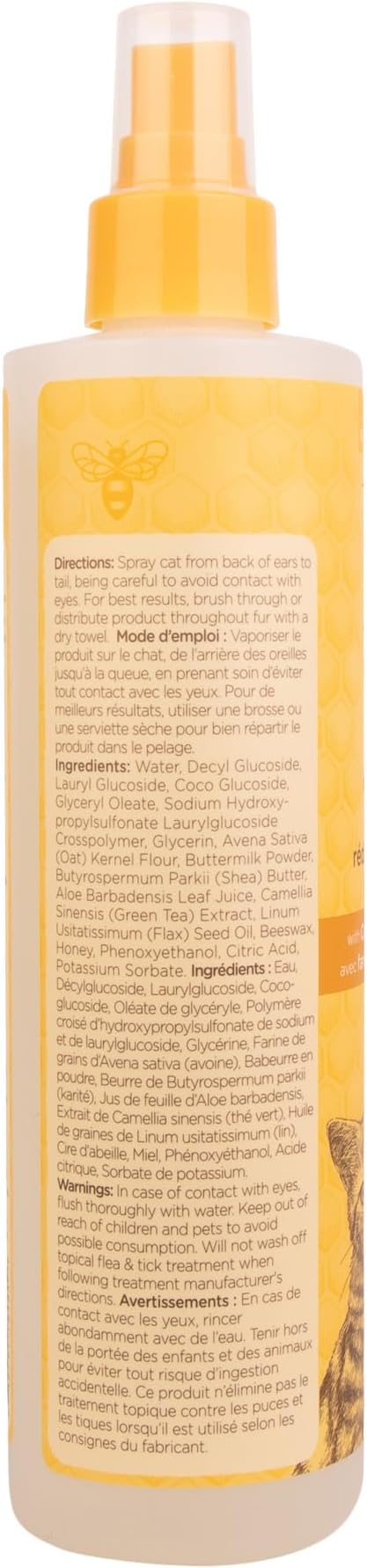 Burt's Bees for Pets Cat Naturally Derived Dander Reducing Spray with Soothing Colloidal Oat Flour & Honey - Cruelty Free, Made in USA, 10 oz Bottle - PAWPICO