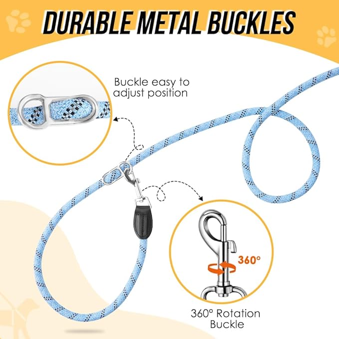 Lukovee Hands Free Dog Leash, 10FT Adjustable Dog Training Leash 1/2 Inch Nylon Heavy Duty Lead No Pull for Large Medium Dogs, Tangle Free Reflective Waist Leash for Dog Walking Running, Blue Lukovee