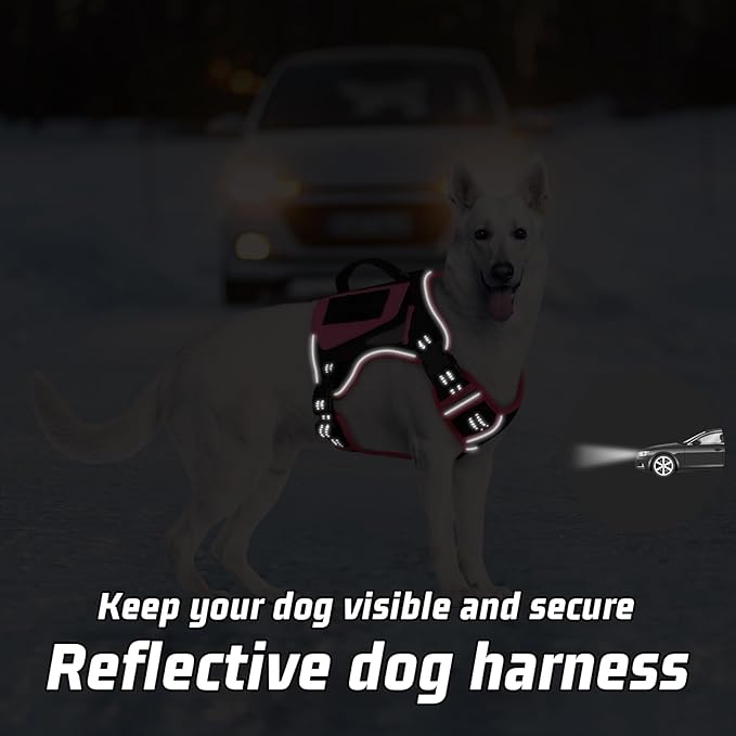 WINGOIN Tactical Dog Harness for Small Dogs, No Pull Harness with Handle Pockets Poop Bag, Reflective Dog Vest, Military Service Heavy Duty Big Dog Harness for Walking Hiking Training, Black Pink, S WINGOIN