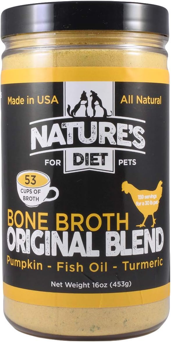 Nature's Diet Pet Bone Broth Protein Powder with Pumpkin, Fish Oil and Turmeric (Chicken, 16 oz = 159 Servings) NaturesDiet%C2%AE