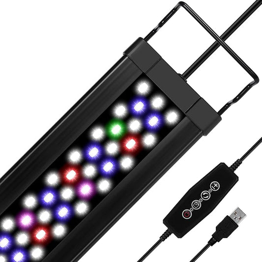 Zingbabu USB Aquarium Light,10W Full Spectrum Fish Tank Lights with Timer, Adjustable Extendable Bracket for 12-24 Inch Aquarium ProfessionalPhotographyLight