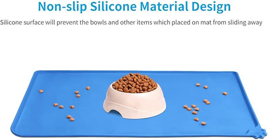 AUDWUD Silicone Waterproof Dog Cat Pet Feeding Mats,Anti Slip Pet Bowl Mats,Pet Feeding Mat, 28" x 18" - PAWPICO