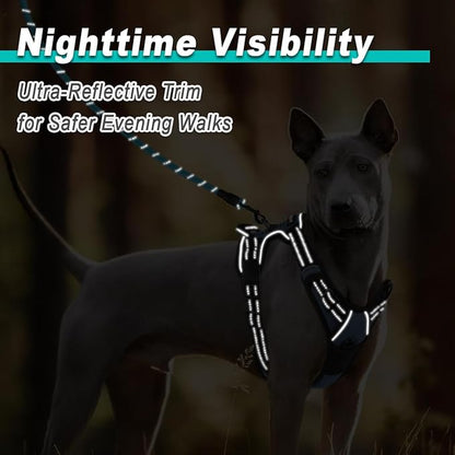 BARKBAY Dog Harness No Pull for Large Dogs - Adjustable, Reflective, Comfortable, No Choke, Heavy-Duty - Perfect for Outdoor Training, Walking, and Hiking - Strong & Durable - L & Navy BARKBAY