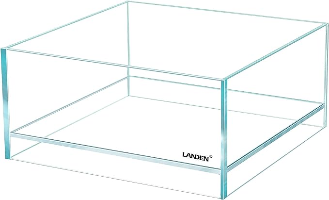 LANDEN Glass Air Aquarium Tank Multi-Scene Landscape Aquarium, 1.6Gallon Rimless Low Iron Shallow Tank,10.63" W×10.63" D×4.72" H (27cmx27cmx12cm) 5mm Thickness Landen