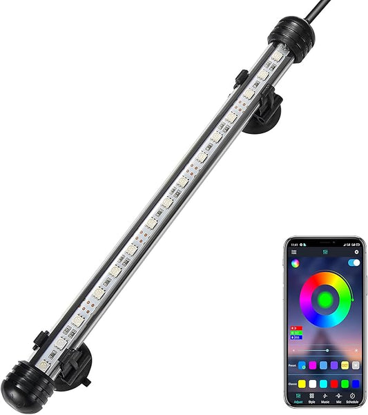 GreenSun Fish Tank Aquarium Light: Submersible Led Lamp - 11 Inch Waterproof Strip Spotlight with APP Control GreenSun