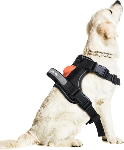 AUROTH XL Dog Harness, No Pull Dog Vest Harness with Handle, AIRTAG Holder, Reflective Strips, Adjustable, Large Dog Harness, Black AurothPets