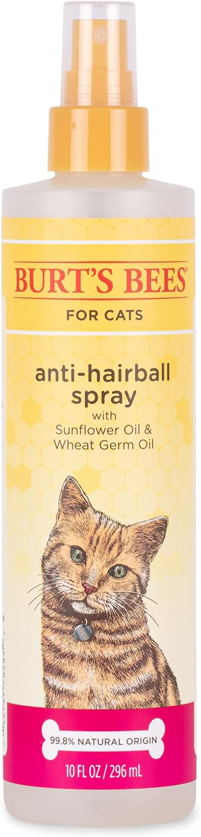 Burt's Bees for Pets Anti-Hairball Cat Spray - Hairball Remedy for Cats with Wheatgerm Oil and Sunflower Oil - Cruelty Free, pH Balanced for Cats - Made in the USA, 10 oz BURT%27S+BEES+FOR+PETS