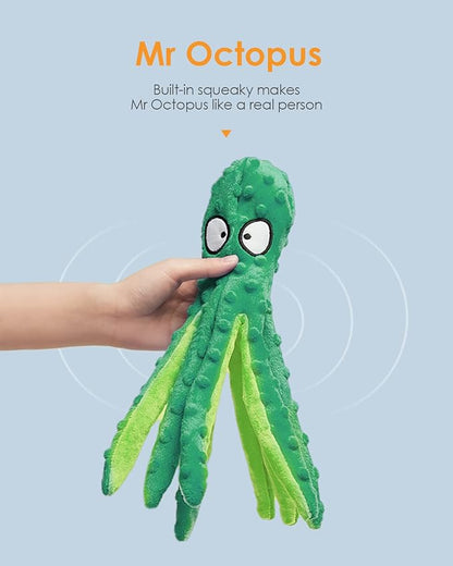 HGB Squeaky Dog Toys, Octopus No Stuffing Crinkle Plush Dog Toys to Keep Them Busy, Interactive Dog Chew Toys for Puppy Teething, Large Dog Toys for Large Medium Small Breeds, Pet Toys, 2 Pack - PAWPICO