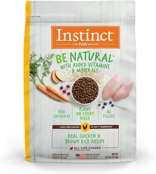 Instinct Be Natural Real Chicken & Brown Rice Recipe Natural Dry Dog Food, 25 lb. Bag - PAWPICO