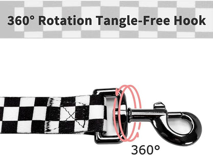 Ihoming Dog Collar and Leash Set for Daily Outdoor Walking Running Training, Chess Board Design for Large Boys Girls Dogs Cats Pets, L-Up to 80LBS Ihoming