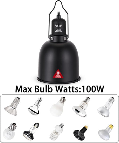 5.5inch Deep Dome Reptile Heat Lamp Reptile Light Fixture UVB Reptile Light Fixture Max 100W for Bearded Dragon, Turtles, Snake and Lizard Terrarium DXOPHIEX
