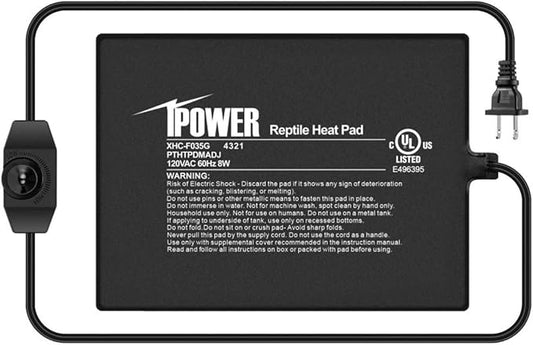 iPower 6 by 8-Inch 8 Watts Reptile Heating Mat with Temperature Controller Under Tank Warmer Terrarium Heat Pad for Reptiles and Amphibians, Black iPower
