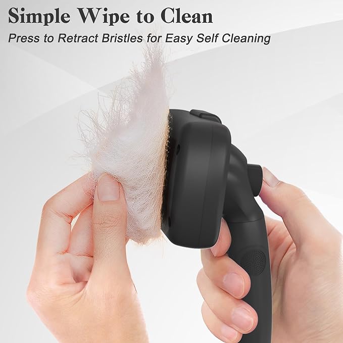 Swihauk Self Cleaning Slicker Brush for Dogs & Cats - Skin Friendly Deshedding and Grooming Brush for Haired Pets, Pet Supplies Accessory, Black - PAWPICO